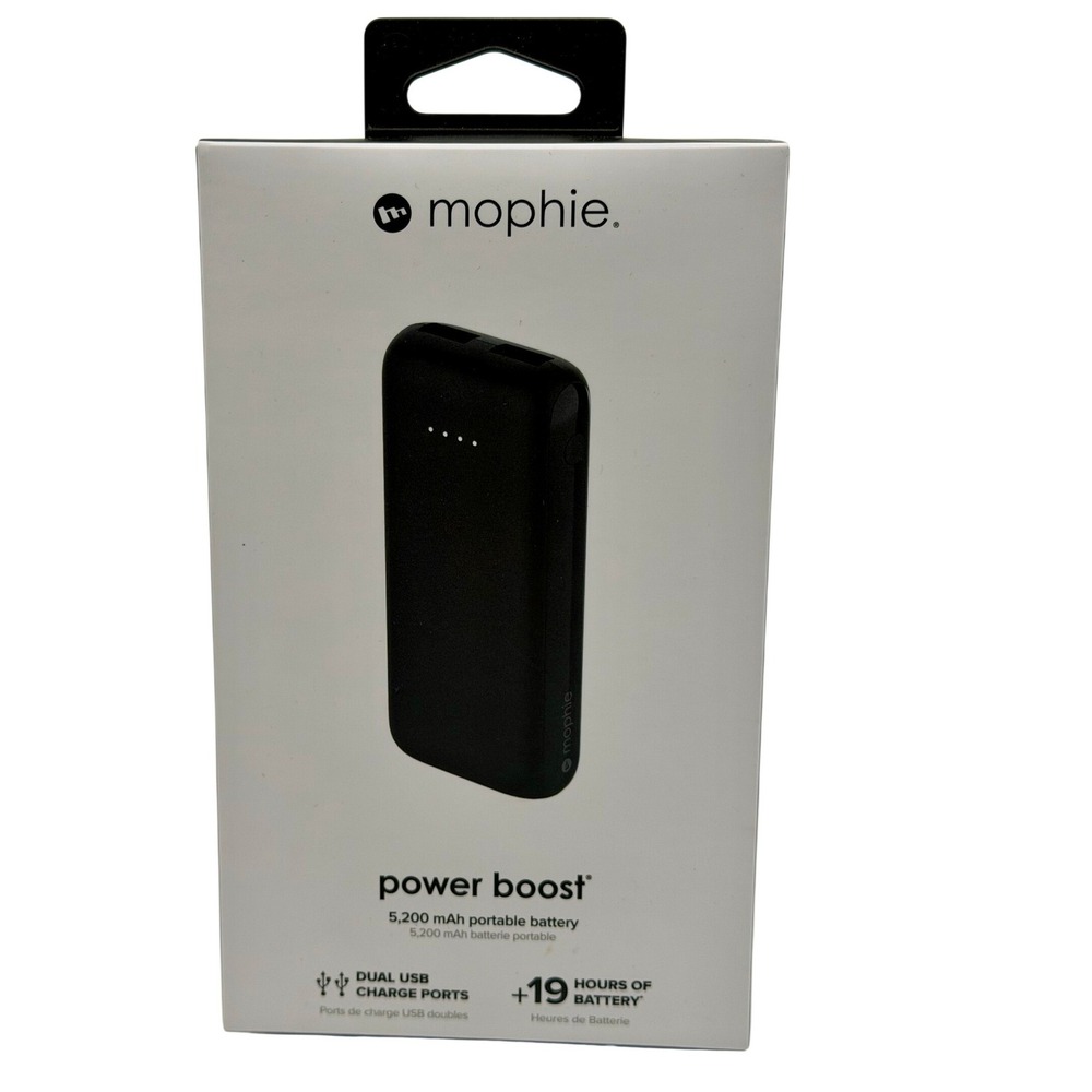Mophie Power Boost 5200 mAh Portable Charger Dual USB Charge Ports‎ Black NIB